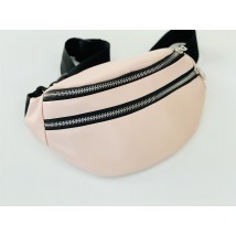 Women's belt bag banana with three compartments city medium made of eco-leather powdery matte 12PSx11