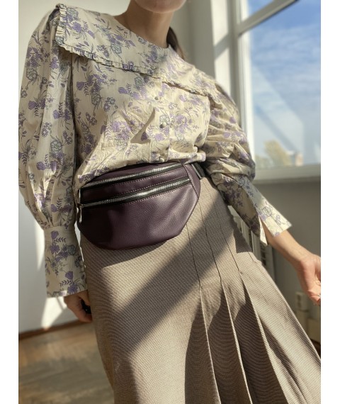 Фиолетовая женская сумка на пояс из экокожи
