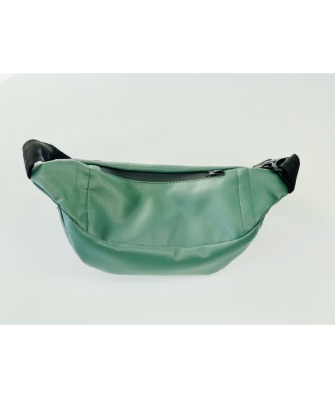 Большая женская зеленая сумка на пояс из экокожи