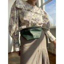 Green eco-leather urban women's belt bag