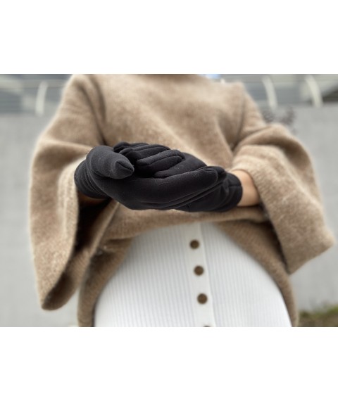 Перчатки трикотажные женские на меху черные универсальные