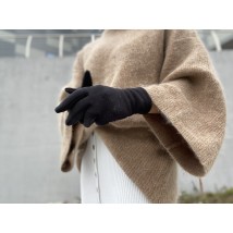 Women's knitted gloves with fur black universal