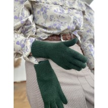 Женские перчатки ангоровые  вязаные зеленые однослойные
