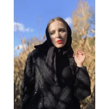 Косынка-платок теплая женская из ангоры черная зима