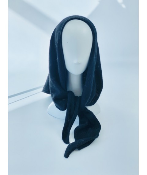 Косынка-платок теплая женская из ангоры черная зима