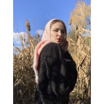 Косынка-платок теплая женская из ангоры пудровая зима