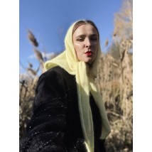 Warm women's kerchief-scarf from angora yellow winter