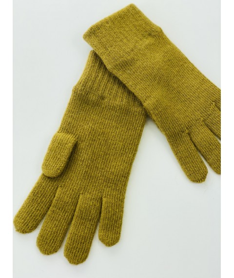 Women's gloves angora knitted olive single layer