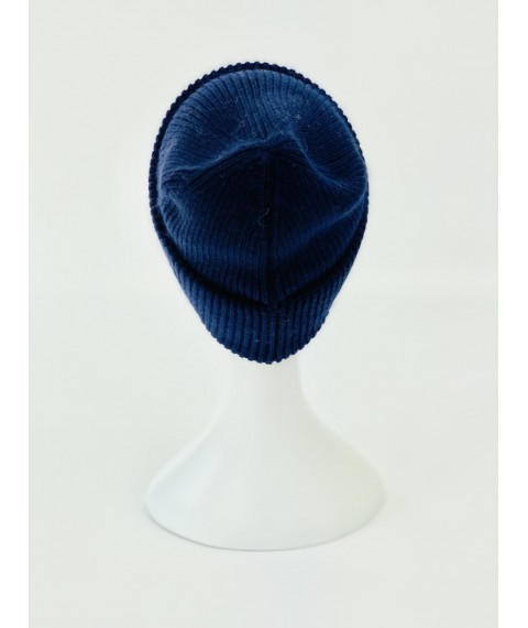 Women's blue angora double-turn sports hat for winter