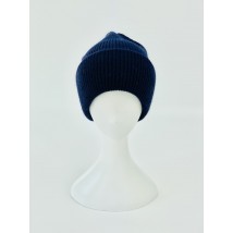 Women's blue angora double-turn sports hat for winter