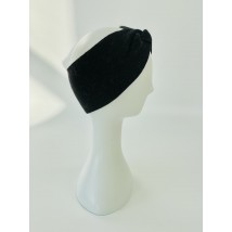 Черная ангоровая повязка-чалма на голову женская