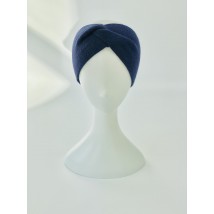 Синяя ангоровая повязка-чалма на голову женская