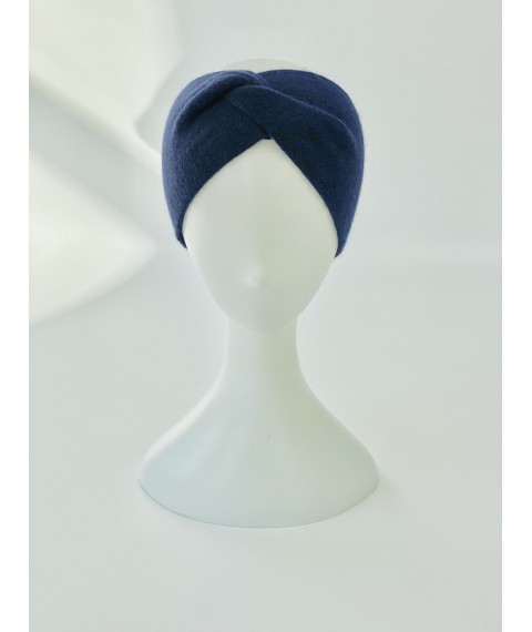 Синяя ангоровая повязка-чалма на голову женская