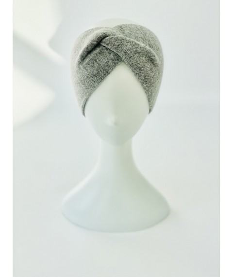 Gray angora headband-turban for women