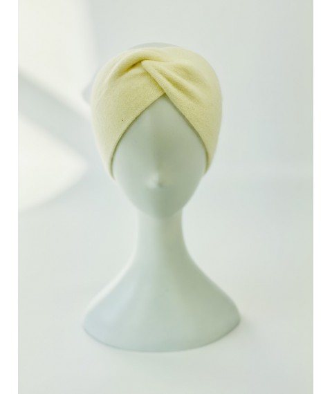 Белая молочная ангоровая повязка-чалма на голову женская