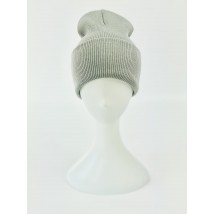 Gray women's knitted cotton hat