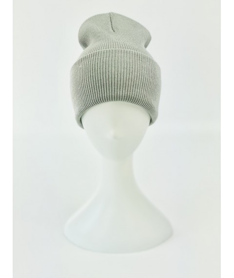 Gray women's knitted cotton hat