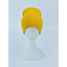 Желтая женская шапка-бини из хлопка