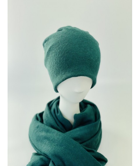 Women's half-woolen double hat thin beanie without logo brand green