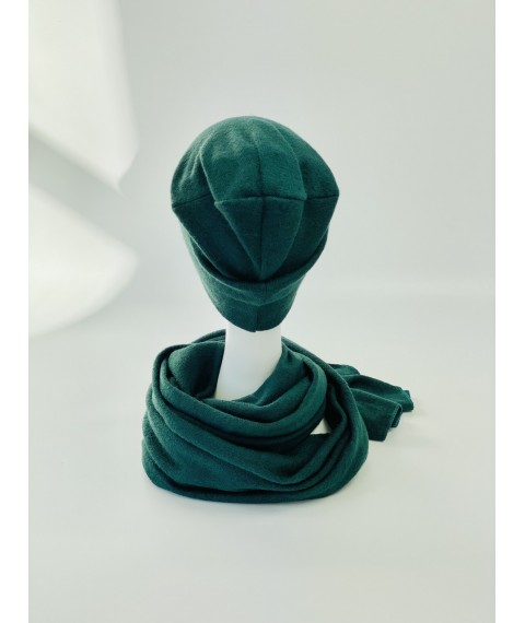 Women's half-woolen double hat thin beanie without logo brand green