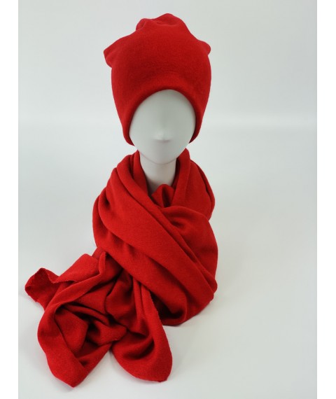 Women's half-woolen double hat thin beanie without logo brand red