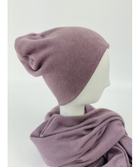 Women's half-woolen double cap thin without logo brand lavender