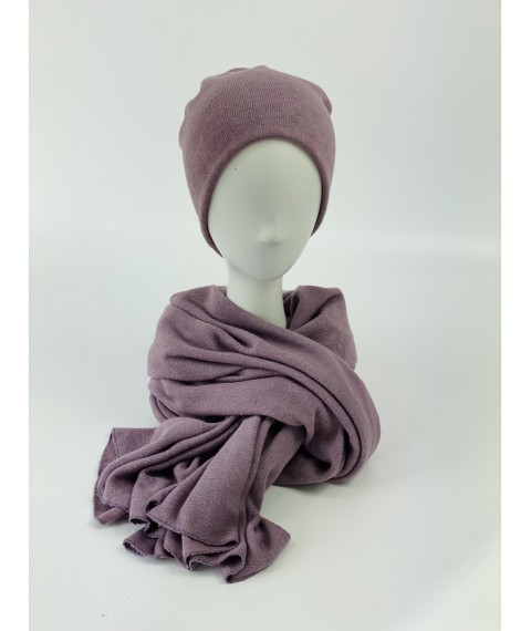 Women's half-woolen double cap thin without logo brand lavender
