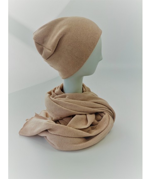 Beige women's voluminous wool blend scarf