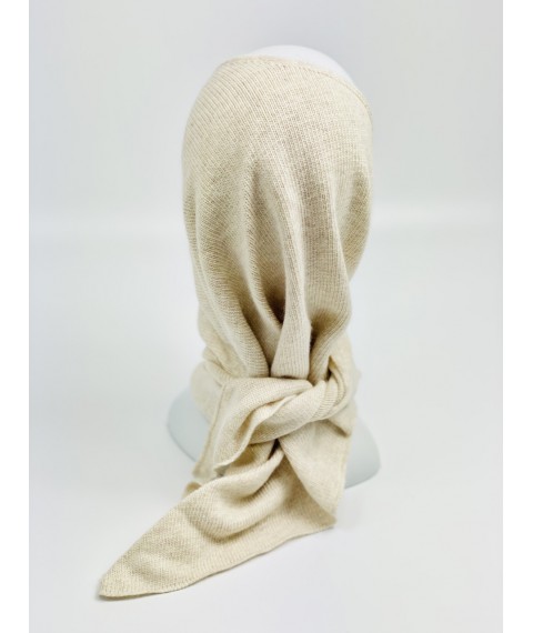 Warm women's shawl-scarf from angora milky-beige winter