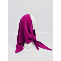 Warm women's kerchief-scarf from angora berry-crimson winter