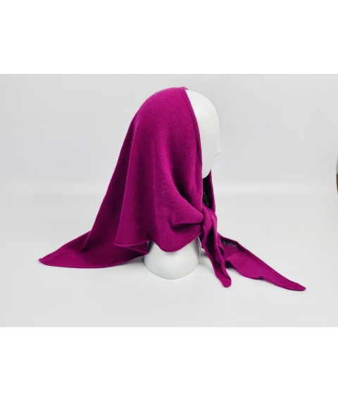 Warm women's kerchief-scarf from angora berry-crimson winter