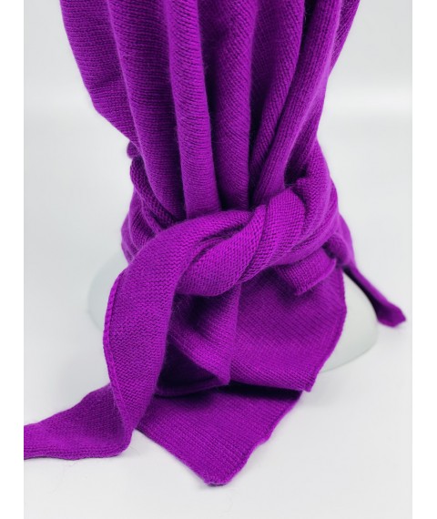Фиолетовая теплая вязаная косынка женская ангора