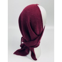 Burgundy warm knitted scarf women's angora