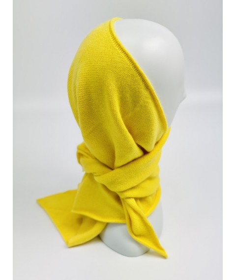 Bright yellow warm knitted scarf women's angora
