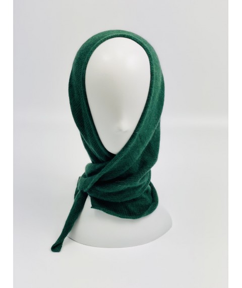 Green warm knitted scarf women's angora