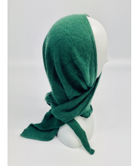 Green warm knitted scarf women's angora