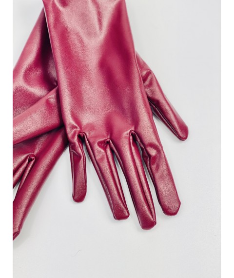 Рыжие перчатки из экокожи женские на флис-мехе