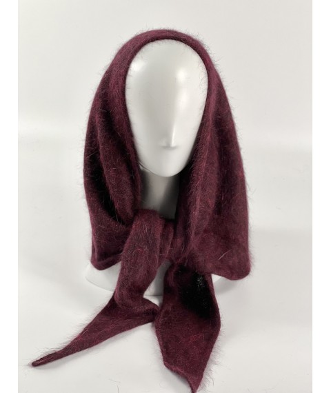 Косынка женская зимняя вязаная из ангоры бордовая BKSx6