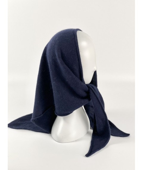 Косынка-платок теплая женская из ангоры синяя зима