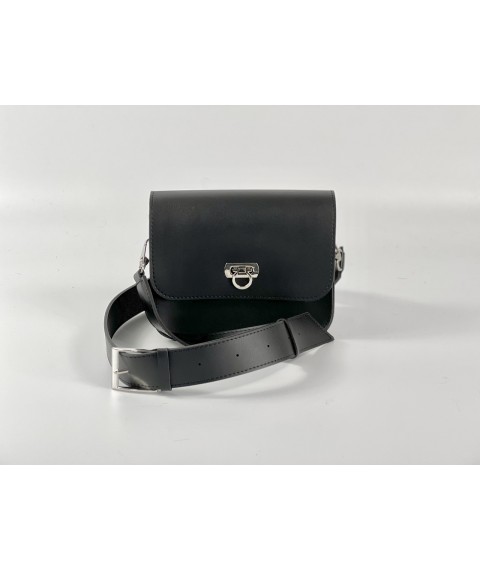 Ladies bag made of eco-leather black on a wide shoulder strap FU2x1