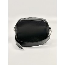 Women's black eco-leather shoulder bag