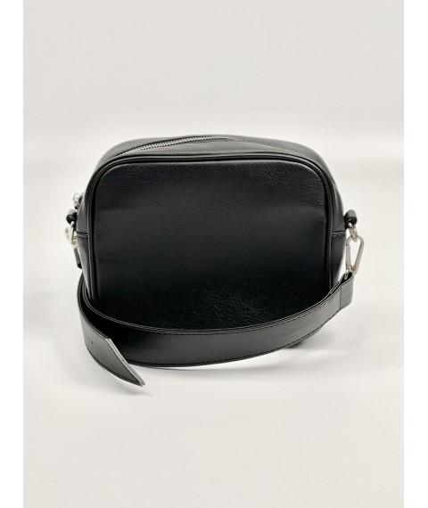 Женская черная сумка на плечевом ремне из экокожи