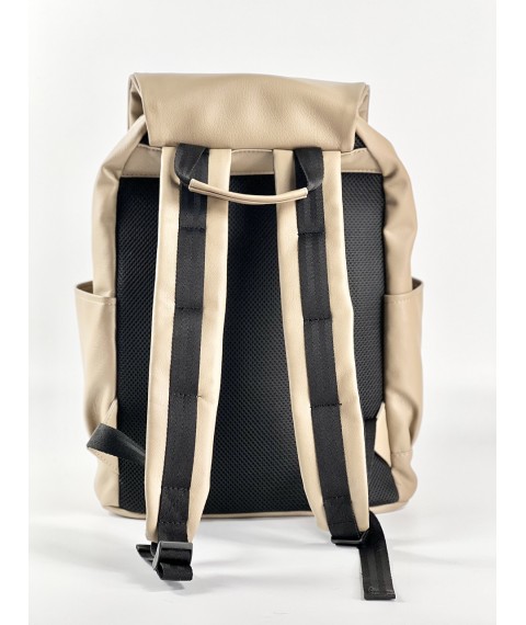 Backpack women's large beige eco-leather urban BIGKx9