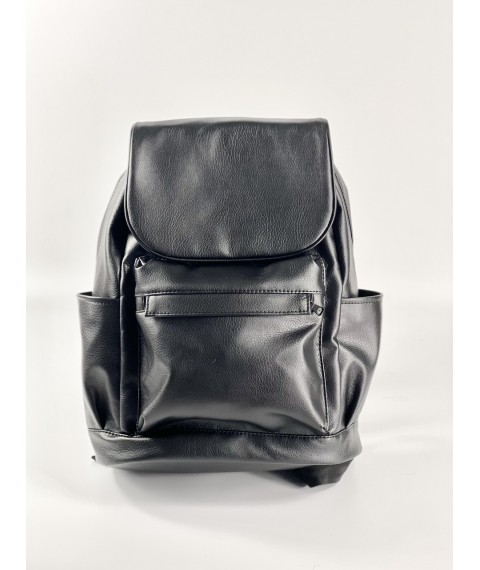 Women's backpack black leather large BIGKx4