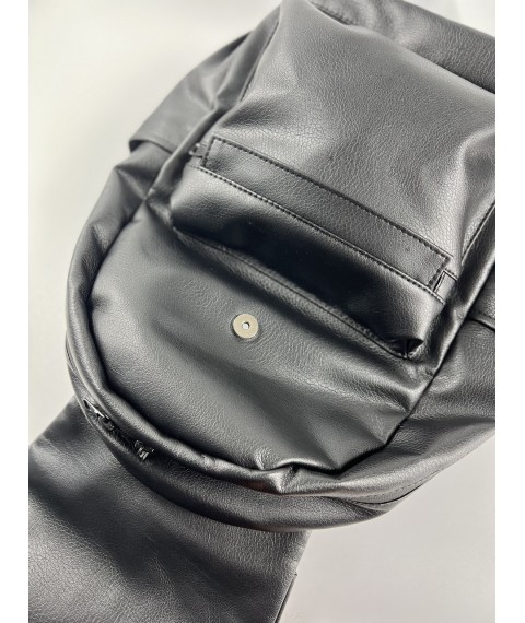 Women's backpack black leather large BIGKx4