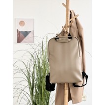 Women's beige backpack made of eco-leather minimalistic M83x11
