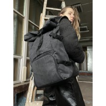 Backpack roll women's gray canvas waterproof urban RL1x3