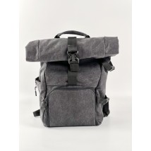 Backpack roll women's gray canvas waterproof urban RL1x3
