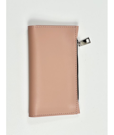 Fashionable women's wallet made of eco-leather medium brand without logo powdery