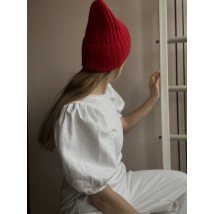 Красная вязаная женская зимняя шапка MBx8